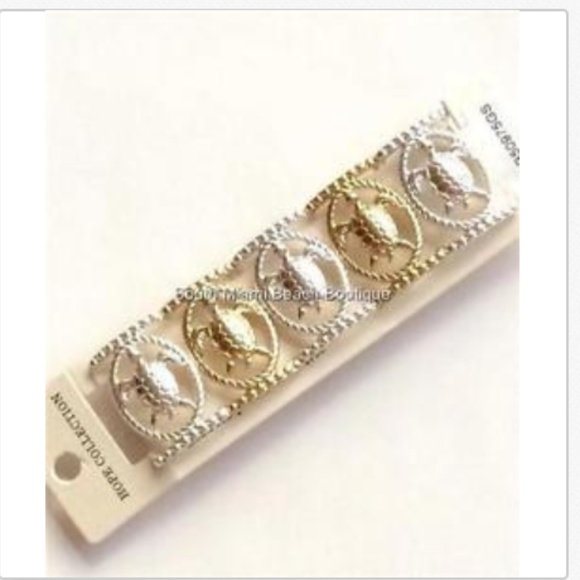 Silver Gold Sea Life Turtle Charm Bracelet Stretch - Picture 7 of 8